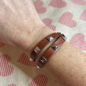 Brown Studded Leather Bracelet